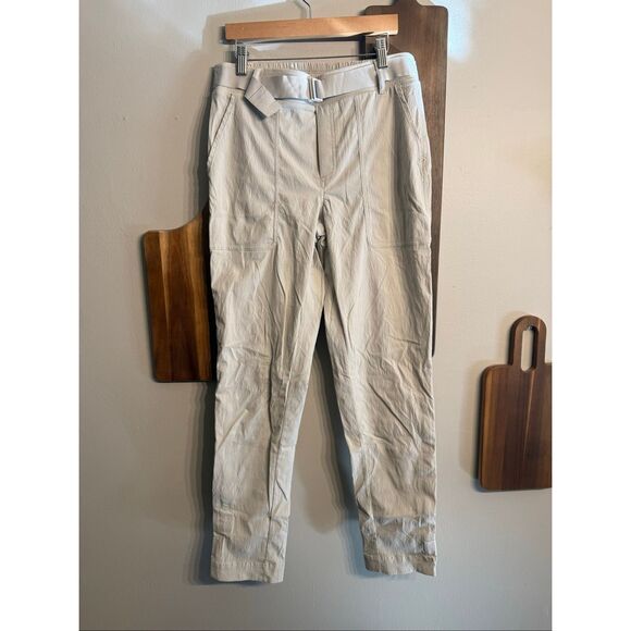 Athleta tan Belted High Rise Zip Hem Trekkie Utility Cargo Track Pants Size 4T - Picture 1 of 4